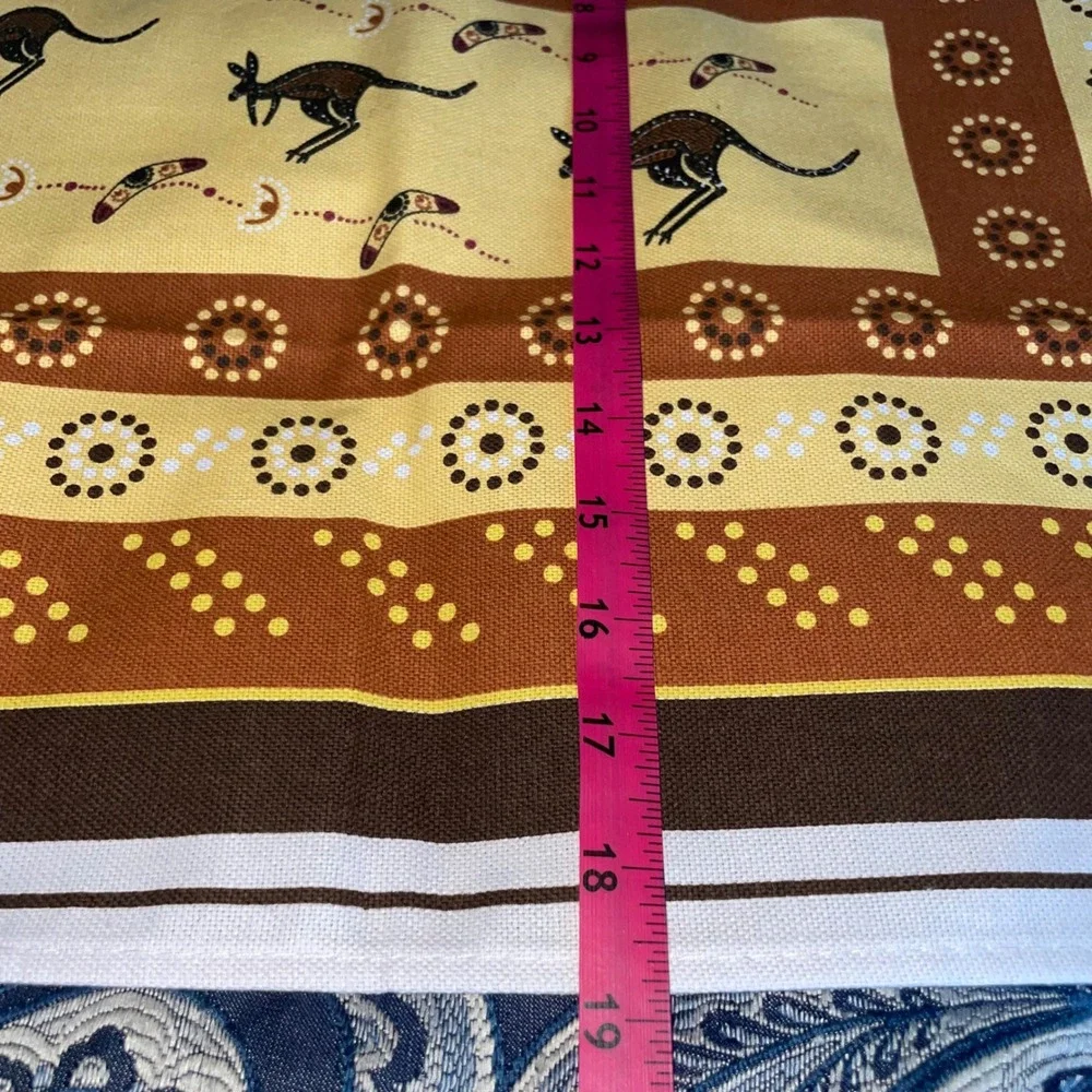 I Love Australia Kangaroo Boomerang Dot‎ Art Cotton Tea Towel Brown Ochre 30